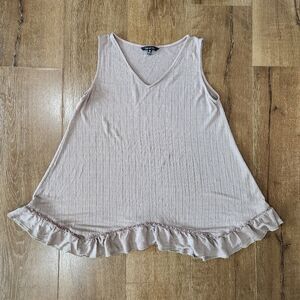 Yak & Yeti Lagenlook Aline Tunic Sleeveless Ruffle Blouse Sz Med Cottage